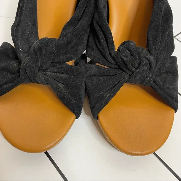Kork Ease | Haya Knotted Suede Heels Chunky Block Heel Black Size 10