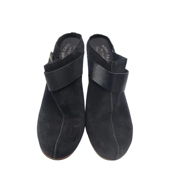 KORK-EASE Shanaya CLOGS Size 11 Chunky Block Heel Black Suede