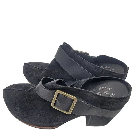 KORK-EASE Shanaya CLOGS Size 11 Chunky Block Heel Black Suede
