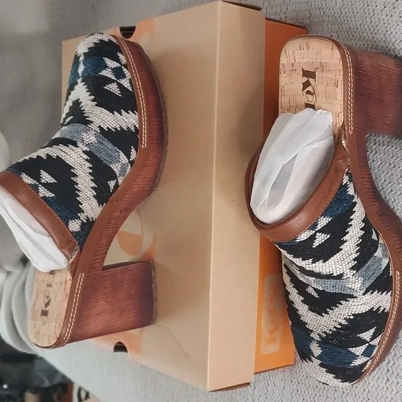 Korks By Kork-Ease Lori Blue Woven Clogs Size 10 NIB
