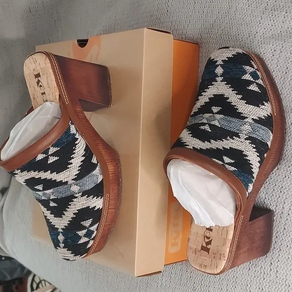 Korks By Kork-Ease Lori Blue Woven Clogs Size 10 NIB