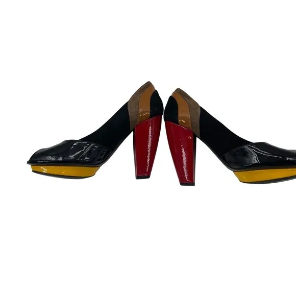 Kron By KronKron Multicolor Patchwork Peep-Toev  Heels Womens Size 38 US 8