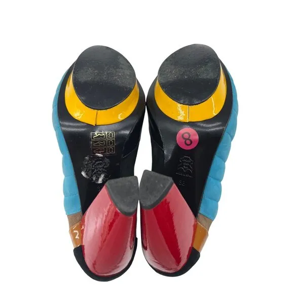 Kron By KronKron Multicolor Patchwork Peep-Toev  Heels Womens Size 38 US 8
