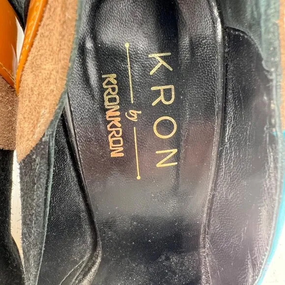 Kron By KronKron Multicolor Patchwork Peep-Toev  Heels Womens Size 38 US 8