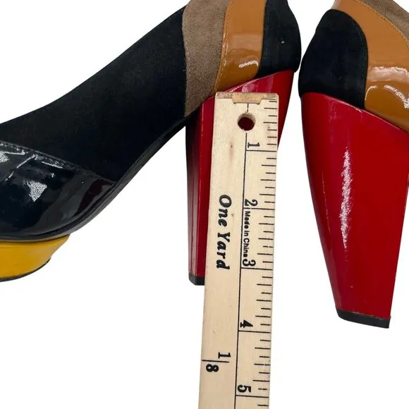 Kron By KronKron Multicolor Patchwork Peep-Toev  Heels Womens Size 38 US 8