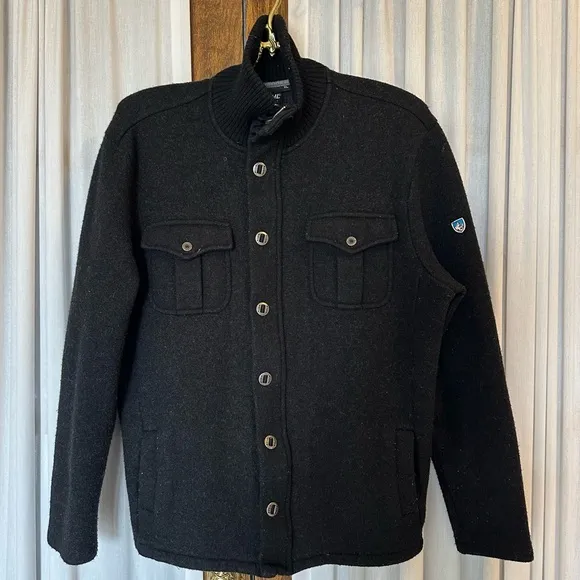 Kuhl Black Spy Merino Wool Sweater Jacket