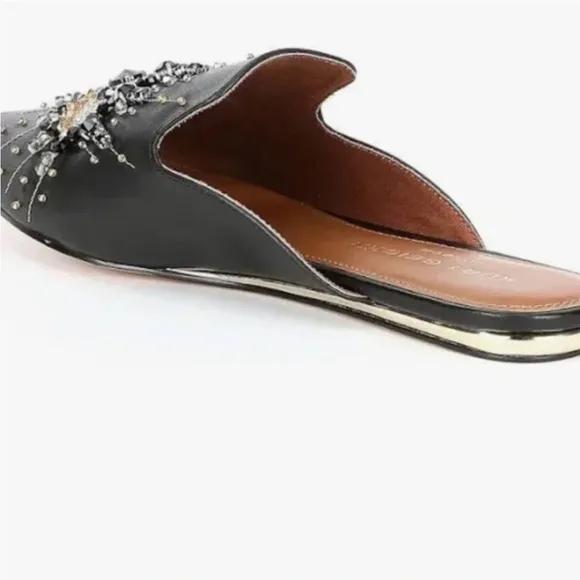 KURT GEIGER LONDON Evil EYE Gem Embellished Leather Mules Slides 37  7 RARE