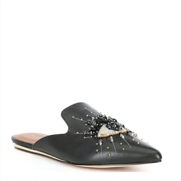 KURT GEIGER LONDON Evil EYE Gem Embellished Leather Mules Slides 37  7 RARE