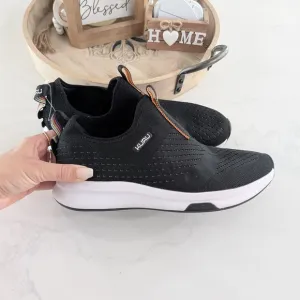 KURU Black and White Slip-On Shoes