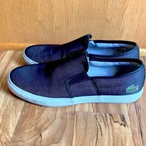 Lacoste Tatalya size 42 EU black slip on sneakers vegan canvas shoes comfy VGUC