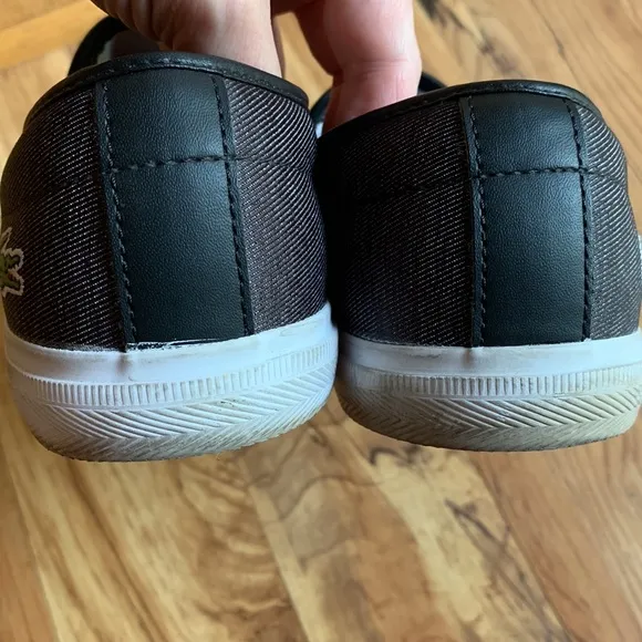 Lacoste Tatalya size 42 EU black slip on sneakers vegan canvas shoes comfy VGUC