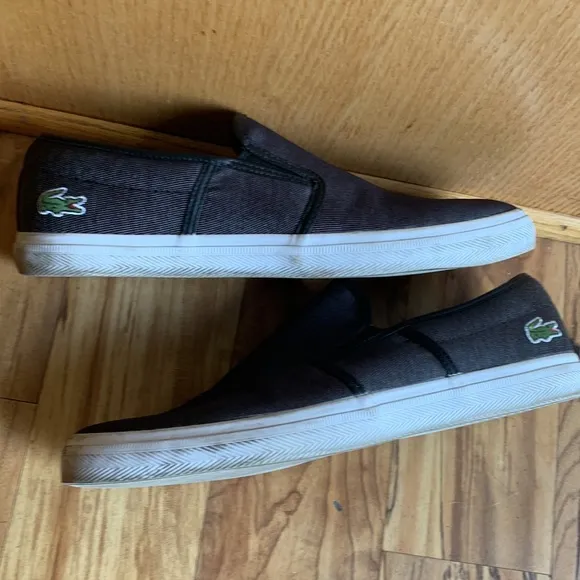 Lacoste Tatalya size 42 EU black slip on sneakers vegan canvas shoes comfy VGUC