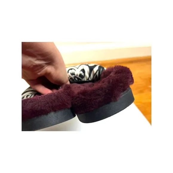 La DoubleJ Furry Slides Fauve in Twill Sz. 7