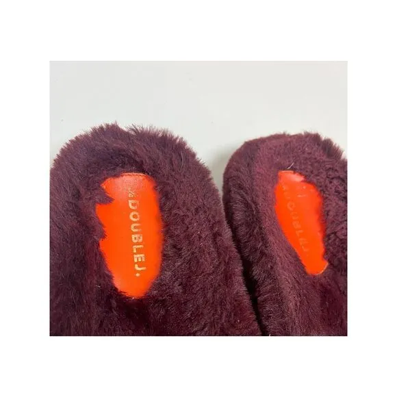 La DoubleJ Furry Slides Fauve in Twill Sz. 7