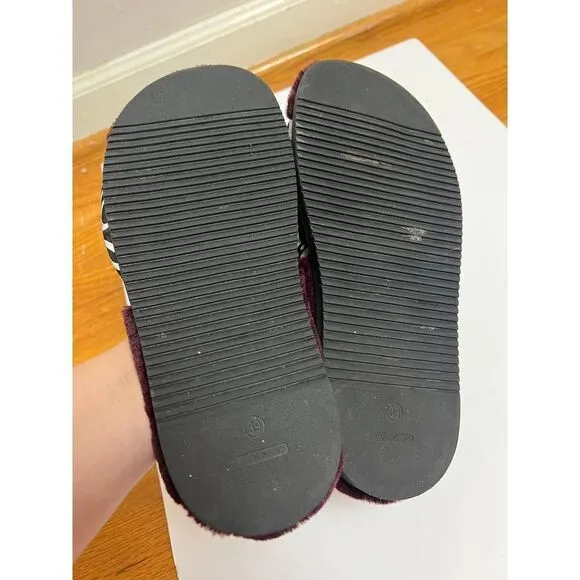 La DoubleJ Furry Slides Fauve in Twill Sz. 7