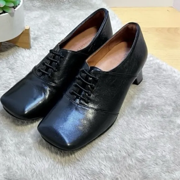 l'amour des pieds | Winfred Leather Heeled Leather Oxfords Size 8