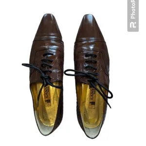Lanvin vintage patent leather brown oxfords sz EU 38.5