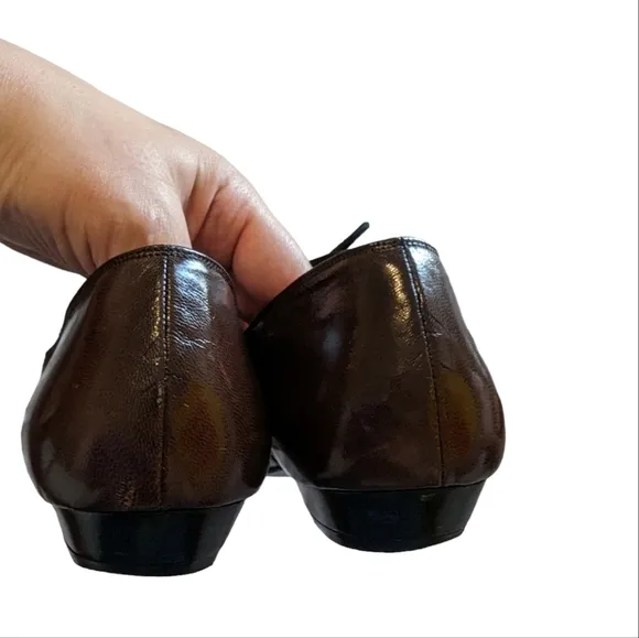Lanvin vintage patent leather brown oxfords sz EU 38.5