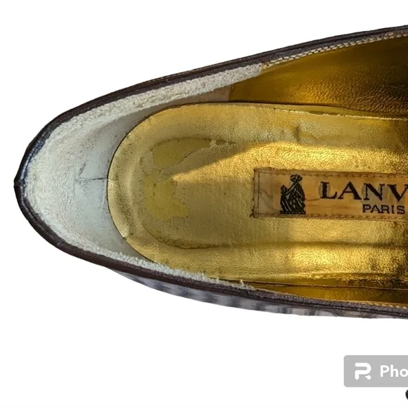 Lanvin vintage patent leather brown oxfords sz EU 38.5