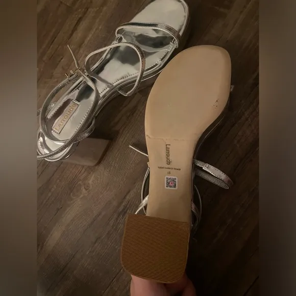 Larroudé Silver Gio Sandal Heels