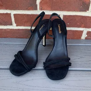 Larroude Annie Sandal in Black Suede