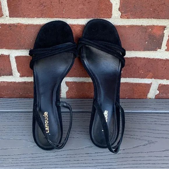 Larroude Annie Sandal in Black Suede