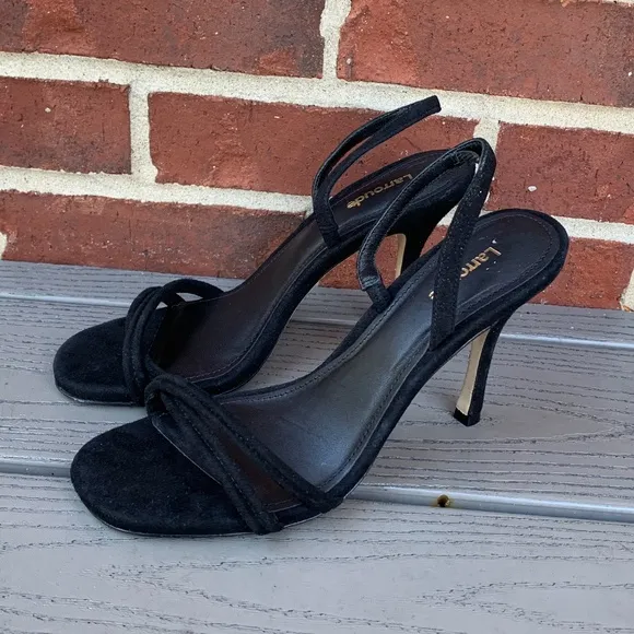 Larroude Annie Sandal in Black Suede