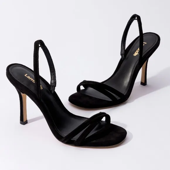 Larroude Annie Sandal in Black Suede