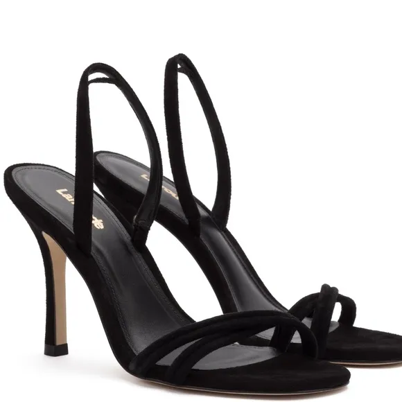 Larroude Annie Sandal in Black Suede