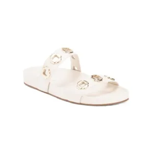 LARROUDE Ivory Made In Brazil Leather Milan Buckle Slides