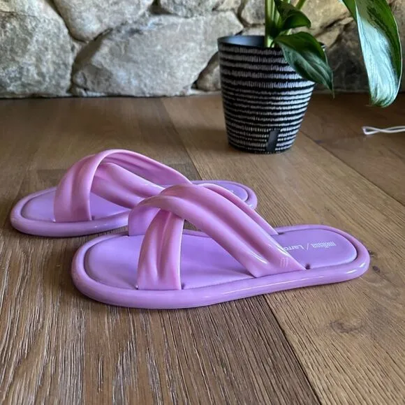LARROUDE  X Melissa Cali Cross-Strap Slides - Lilac