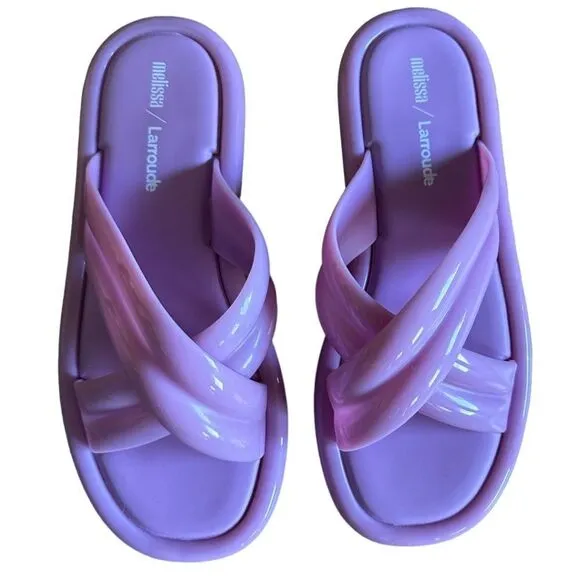 LARROUDE  X Melissa Cali Cross-Strap Slides - Lilac