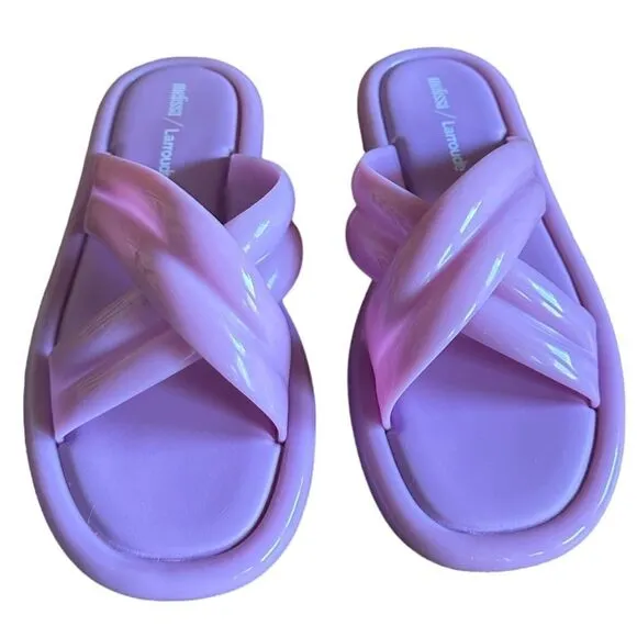 LARROUDE  X Melissa Cali Cross-Strap Slides - Lilac