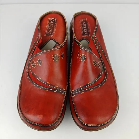 L'Artiste by Spring Step SZ 40/9 Chino Clogs Red NEW