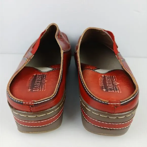 L'Artiste by Spring Step SZ 40/9 Chino Clogs Red NEW