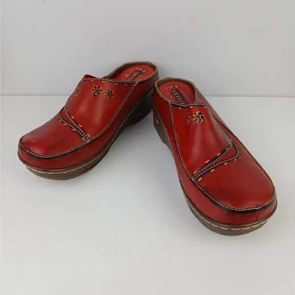 L'Artiste by Spring Step SZ 40/9 Chino Clogs Red NEW