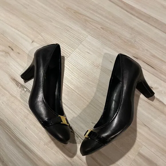 LAUREN Ralph Lauren class logo black pump heels size 6 B