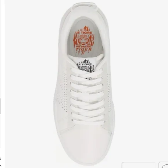 LE TIGRE Tompkins Sneaker White Leather with Removable cushioned insole Size 6.5