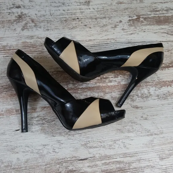 Leather Upper Open Toe Heels