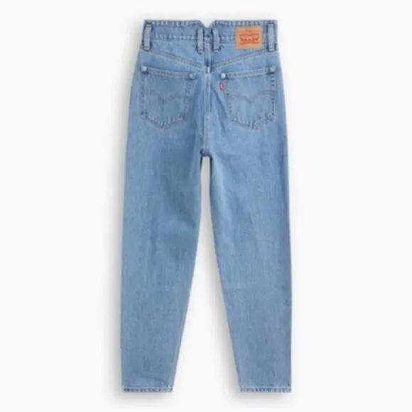 Levi’s Notch Mom Jeans Light Indigo Stonewash Blue Button Fly Tapered Ankle
