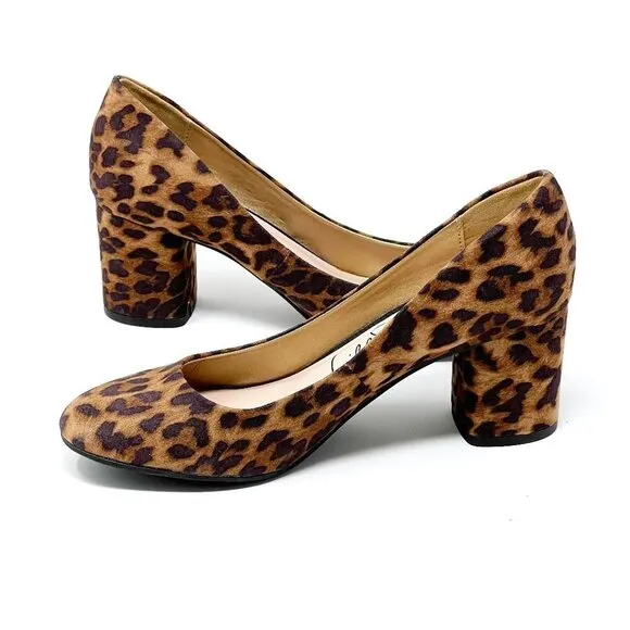Libby Edelman Jenna Block Heel Pump. Leopard Print. Size 7