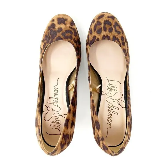 Libby Edelman Jenna Block Heel Pump. Leopard Print. Size 7