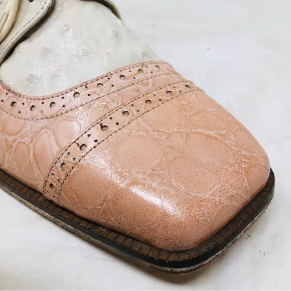 Liberty Fortune Ostrich Pattern Leather Oxfords