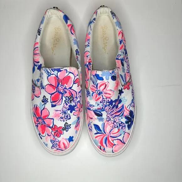 Lilly Pulitzer Julie Mule Party Like A Lobster Womens 10 Slip On Canvas Shoe
