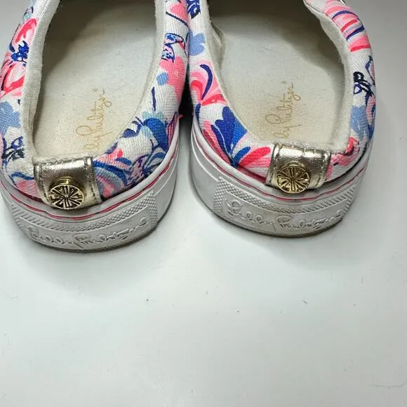 Lilly Pulitzer Julie Mule Party Like A Lobster Womens 10 Slip On Canvas Shoe