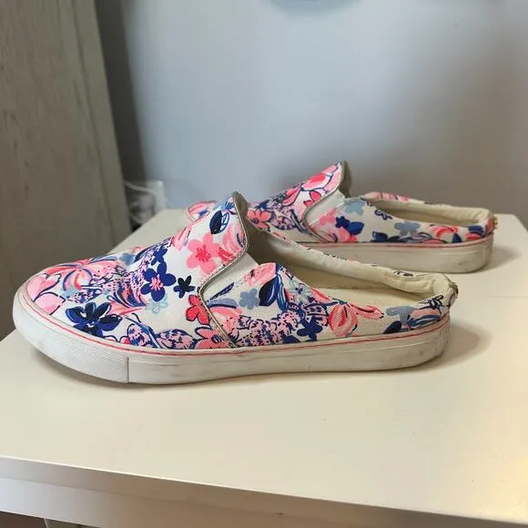 Lilly Pulitzer Julie Mule Party Like A Lobster Womens 10 Slip On Canvas Shoe