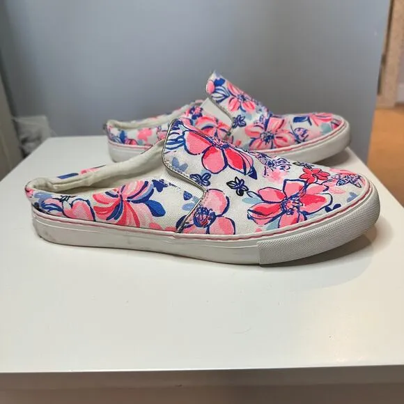 Lilly Pulitzer Julie Mule Party Like A Lobster Womens 10 Slip On Canvas Shoe