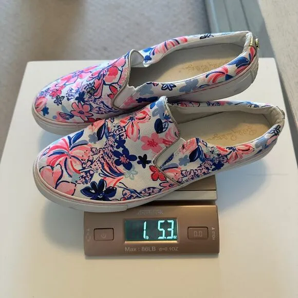 Lilly Pulitzer Julie Mule Party Like A Lobster Womens 10 Slip On Canvas Shoe