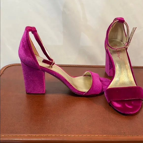 Lilly Pulitzer Women’s 10 Velvet  Pink Fuschia Elegant Ankle Stap Open Toe Heels