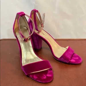 Lilly Pulitzer Women’s 10 Velvet  Pink Fuschia Elegant Ankle Stap Open Toe Heels